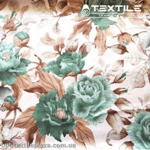 Армани шелк цветной 3892D053C2 зеленые розы-маки, пудра