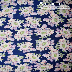 Армани шелк цветной 3541D2C2 цветы на синем фоне