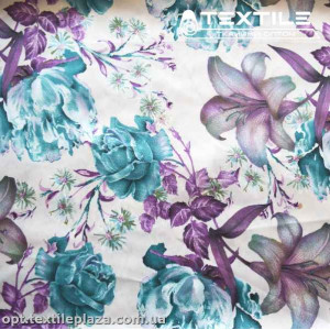 Армани шелк цветной 3892D050C3 зелено-голубые цветы, серебристый