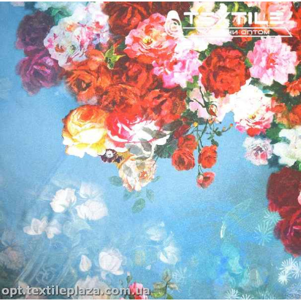 Армани шелк цветной 2615D5C шиповник на голубом