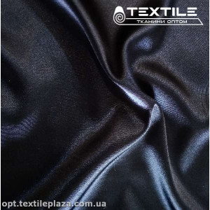 Атлас тонкий стрейчевый 3387C5 темно-синий