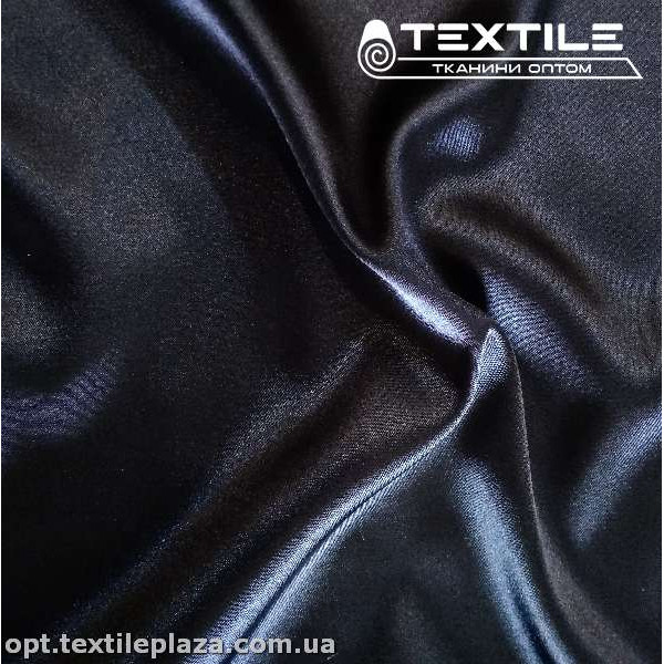 Атлас тонкий стрейчевый 3387C5 темно-синий