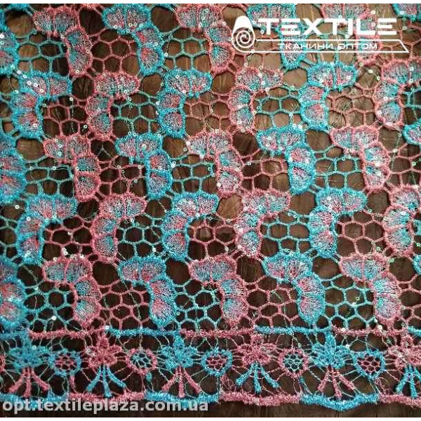 Ажур 909072-B пайетки фиолетовый с голубым