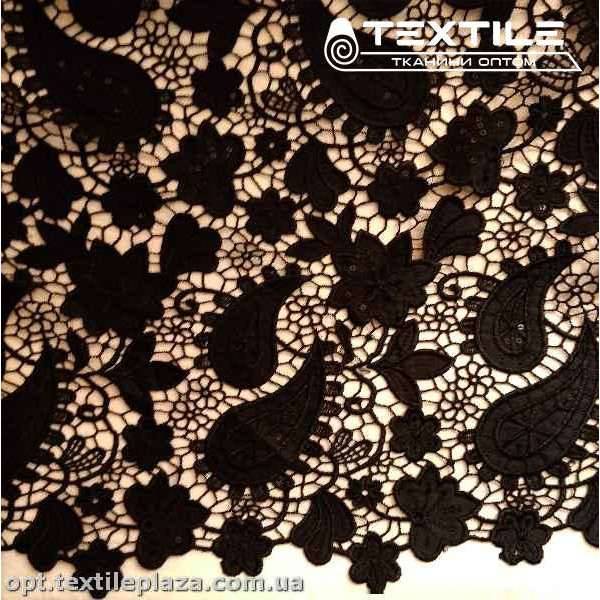 Ажур 3164 пайетки черный