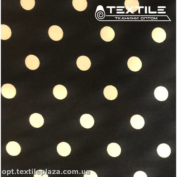 Коттон плотный стрейчевый цветной 3911D1C1 горошек, черно-синий