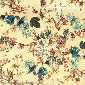 Коттон-slub цветной 3851D6C1 цветы, желтый