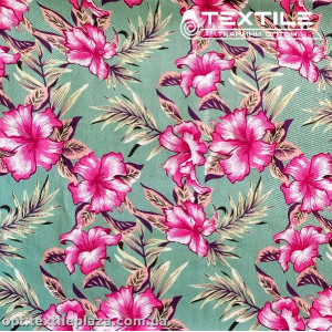 Коттон плотный стрейчевый цветной 4082D60C3 цветы, фисташковый