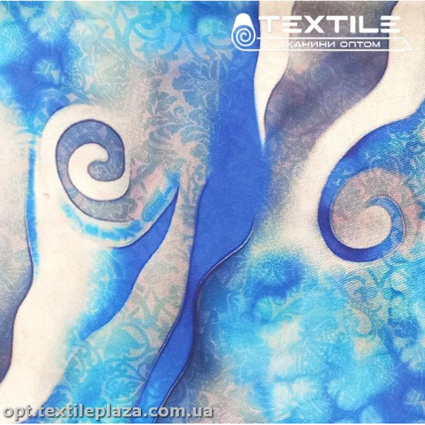 Коттон плотный стрейчевый цветной 4082D3C2 абстракция, синий