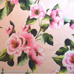Коттон плотный стрейчевый цветной 2409D3C2 цветы, розовый
