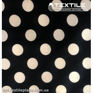 Коттон плотный стрейчевый цветной 3911D2C1 горошек, черно-синий