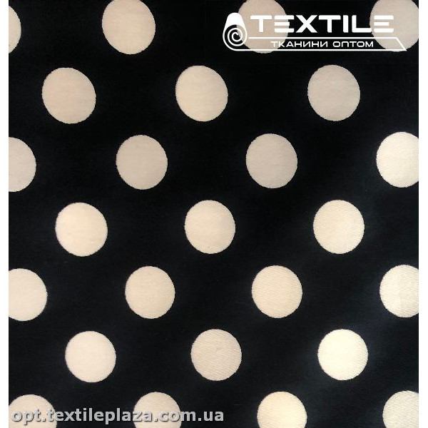 Коттон плотный стрейчевый цветной 3911D2C1 горошек, черно-синий
