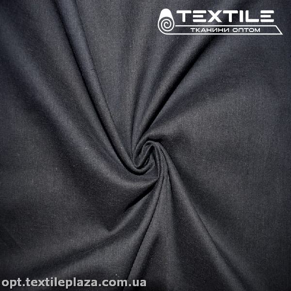 Коттон плотный стрейчевый однотонный 3845C2 чёрный