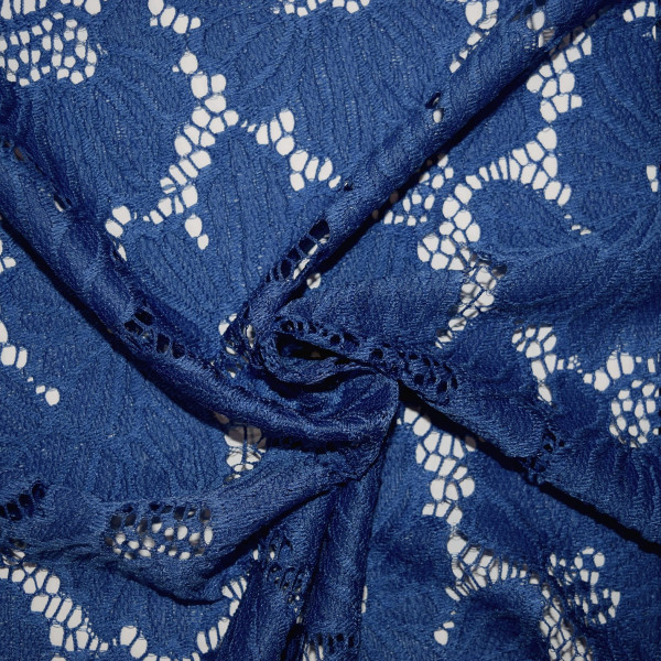 Гипюр набивной стрейчевый 15385C10 синий