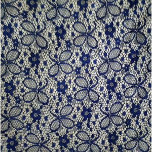 Гипюр набивной стрейчевый 8907C10 темно-синий