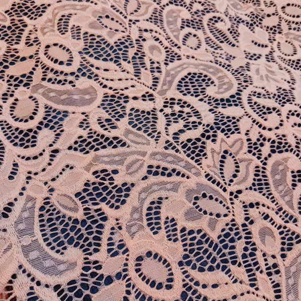 Гипюр набивной стрейчевый 2776D2C2 светло-бежевый