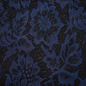 Гипюр набивной стрейчевый 2677C7 темно-синий