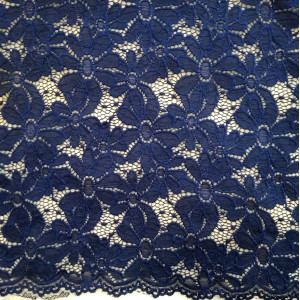 Гипюр набивной стрейчевый 15425C2 темно-синий