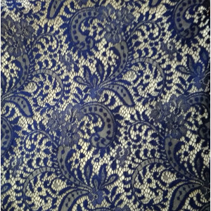 Гипюр набивной 12439C4 темно-синий