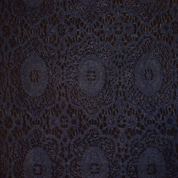 Гипюр набивной стрейчевый 2002C6 темно-синий