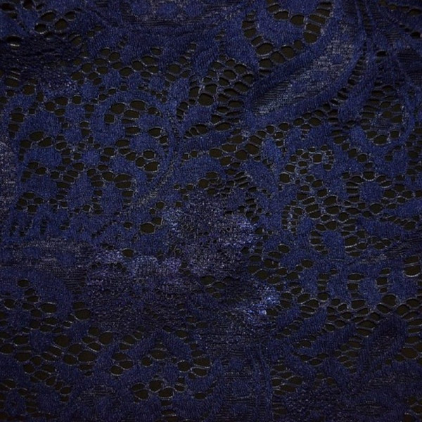 Гипюр набивной стрейчевый 15670C2 темно-синий