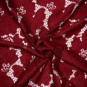 Гипюр набивной стрейчевый 15385C9 марсала