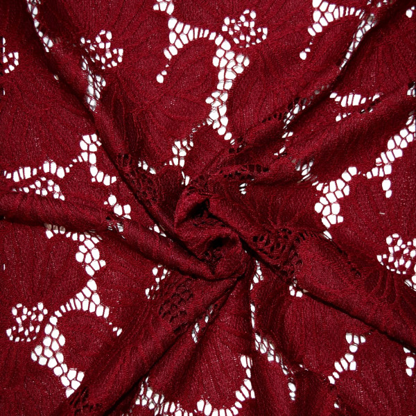 Гипюр набивной стрейчевый 15385C9 марсала