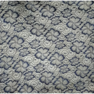 Гипюр набивной 1581C3 темно-синий