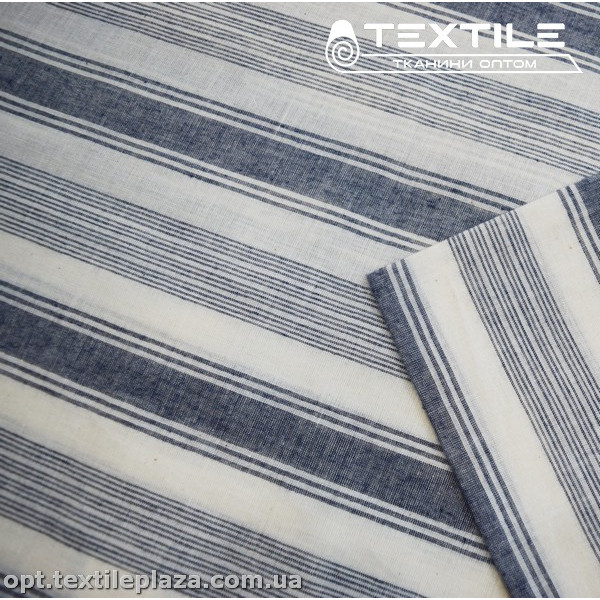 Хлопок полоска 4031D1C1 бело-синяя