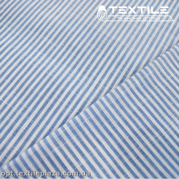Хлопок полоска 4023D2C1 рубашечный, бело-голубой