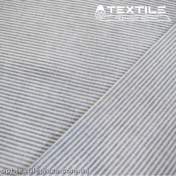 Хлопок полоска 4021D1C1 бело-голубой