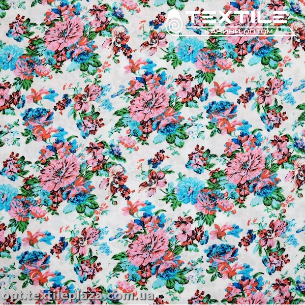 Хлопок цветы 2698D1C2 розовые, белый