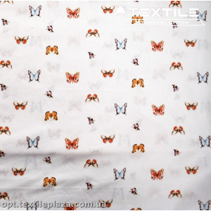 Хлопок абстракция 2748D4C1 бабочки, белый