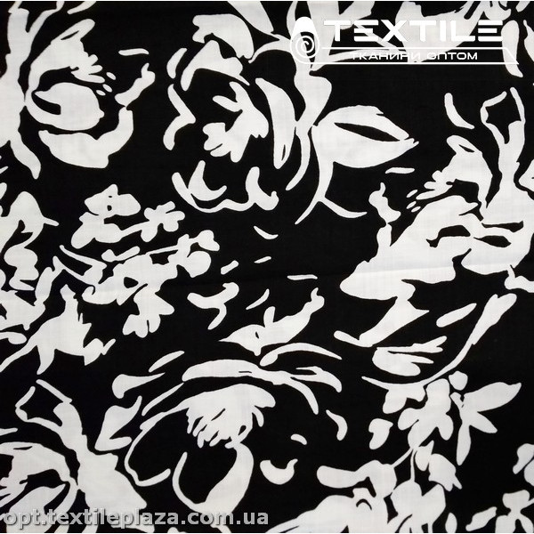 Хлопок цветы 4073D285C2 белые, черный