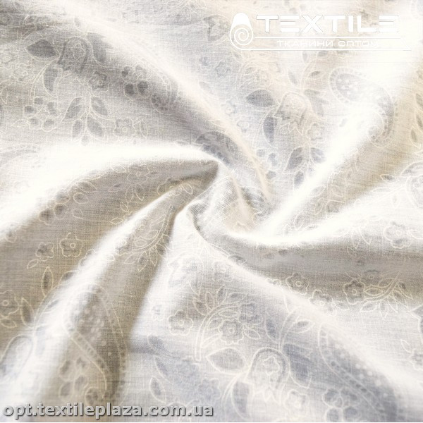 Хлопок жаккард 4159D4C2 Burnout цветы, молочный
