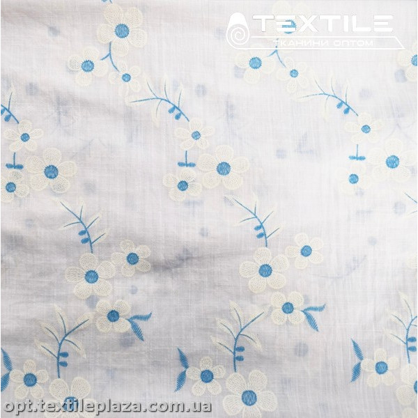 Хлопок цветы 15597D1C2 голубые, белый