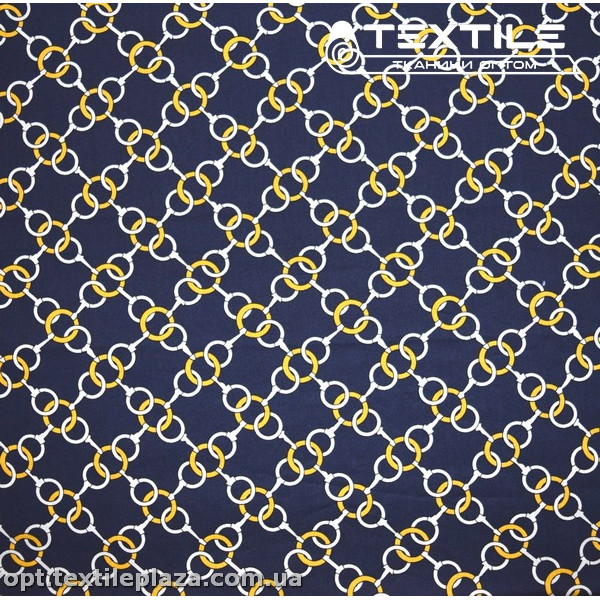 Хлопок абстракция 3874D1C2 колечки, темно-синий