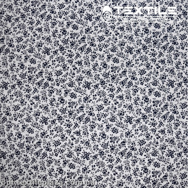Хлопок цветы 2748D17C1 темно-синие, белый
