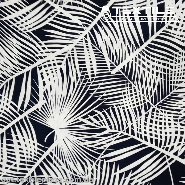 Хлопок листья 4073D48C5 белые, сине-черный