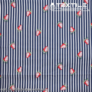 Хлопок полоска 3033D2C2 клубника, бело-синий