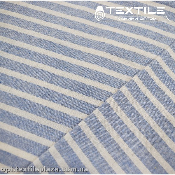 Хлопок полоска 4027D1C1 бело-голубой