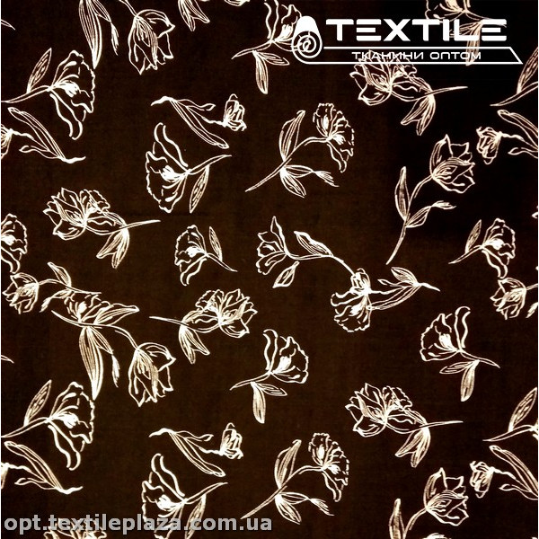 Хлопок цветы 4073D412C3 белые, черный