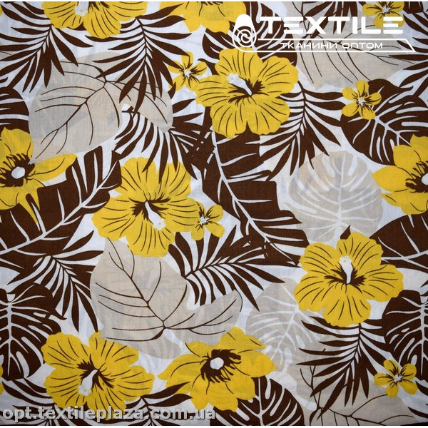 Хлопок цветы 3874D6C1 желтые, белый
