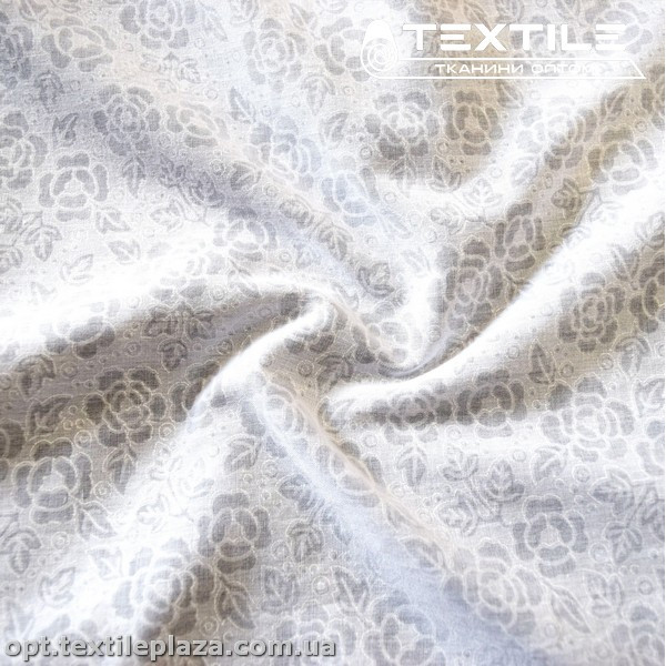 Хлопок жаккард 4159D1C1 Burnout цветы белый