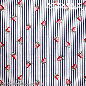 Хлопок полоска 3033D2C1 клубника, сине-белый