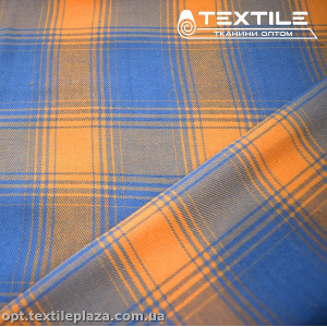 Хлопок клетка 14517D1C6 оранжево-джинсовый