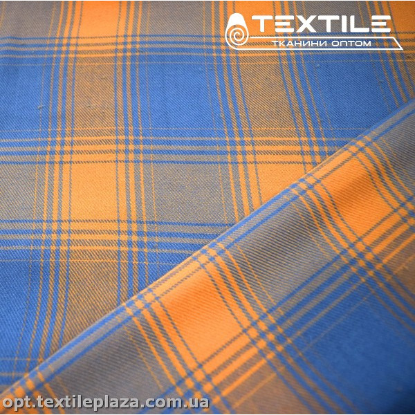 Хлопок клетка 14517D1C6 оранжево-джинсовый