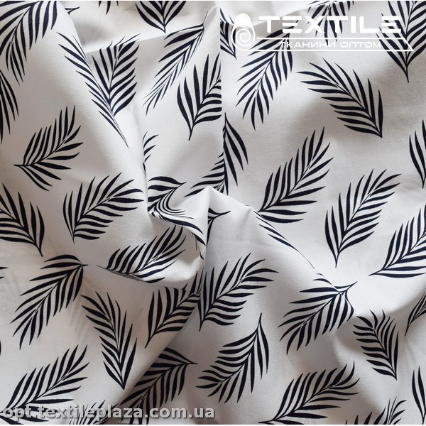 Хлопок листья 3874D15C1 черные, белый