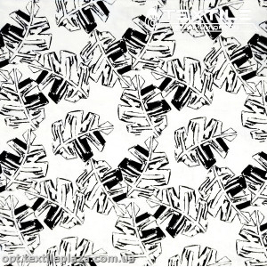 Хлопок листья 4073D30C1 черные, белый