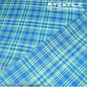 Хлопок клетка 14517D4C4 мятно-синий