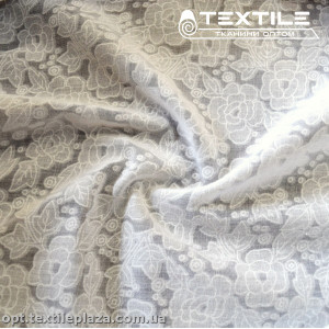 Хлопок жаккард 4159D2C2 Burnout цветы, молочный